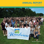 annual report cover, group picture of woodview staff