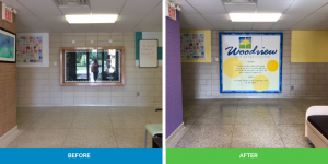 before and after main entrance renovation