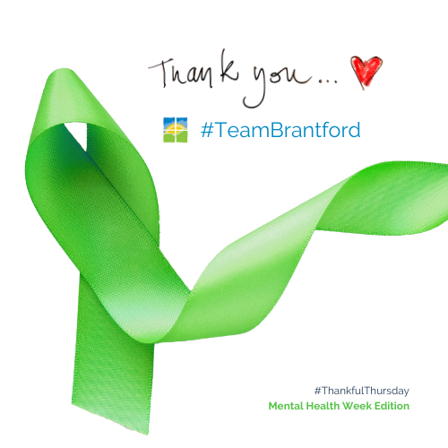 thank you graphic with green ribbon